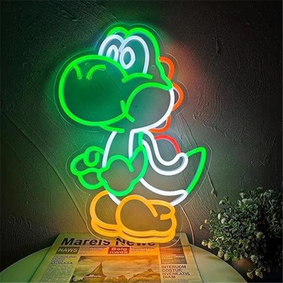 Yoshi Mario World LED Neon Sign Game Room Light Bedroom Gamer Vintage Style NEW - Picture 6 of 6